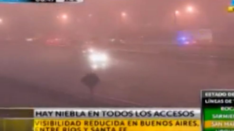 La niebla afecta a Capital Federal y a las provincias de Buenos Aires, Córdoba, Santa Fe y Entre Ríos. 