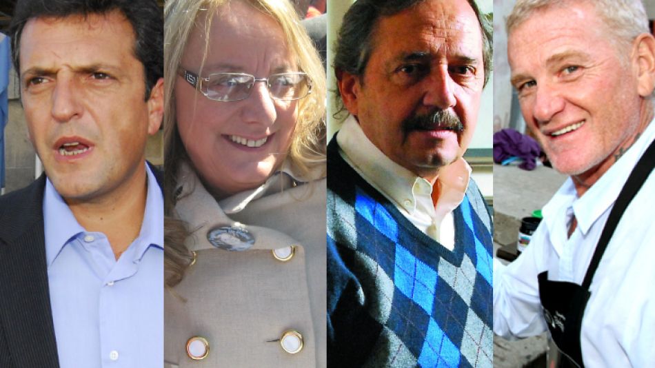 Los candidatos: Sergio Massa, Alicia Kirchner, Ricardo Alfonsín, y Francisco De Narváez.