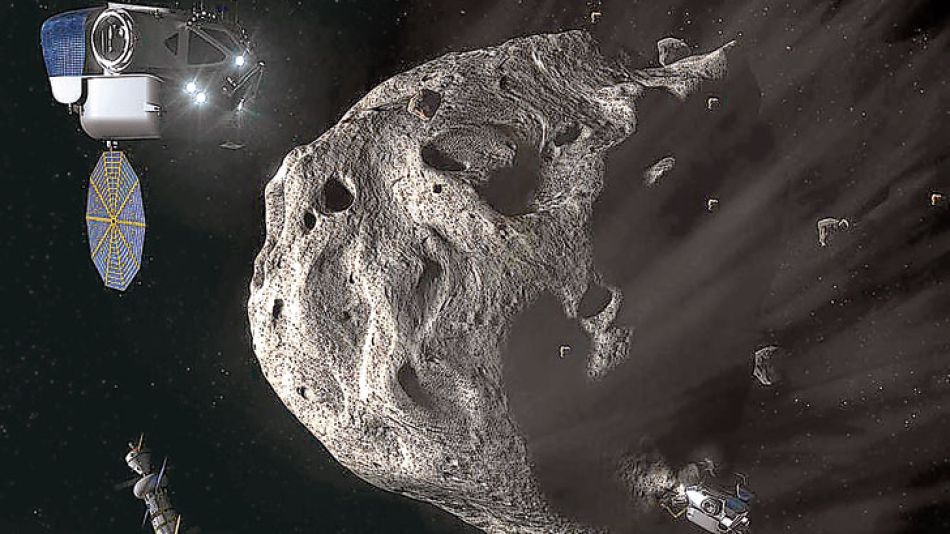 Mision. Recreación artística de una futura misión de la NASA a un asteroide. El objetivo es mandar una nave no tripulada y atrapar un objeto rocoso. 