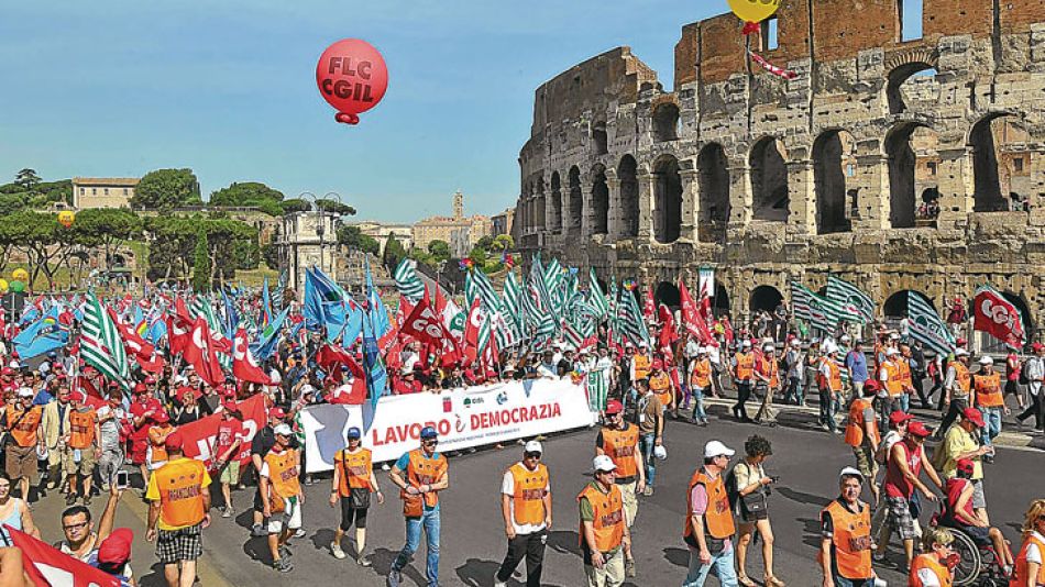 A la calle. Los sindicatos italianos marcharon en Roma.