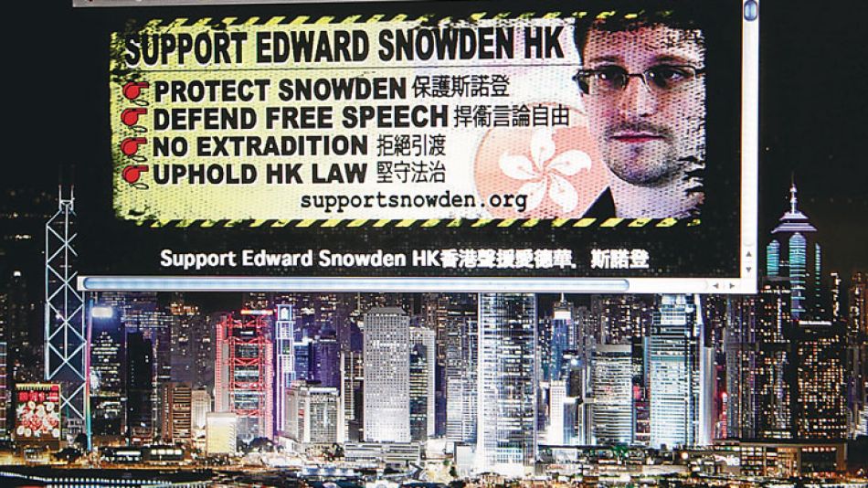 Yo te apoyo. Organizaciones civiles hicieron una campaña de apoyo a Snowden en Hong Kong.