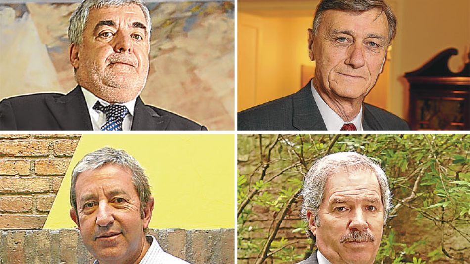 Relanzados. Arriba, Mario Das Neves (der.) y Hermes Binner; abajo, Julio Cobos (der.) y Felipe Solá, pelean por una banca.