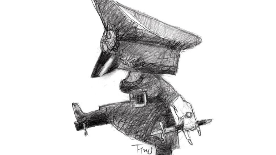 A paso redoblado, Cristina Fernández. Dibujo: Pablo Temes.
