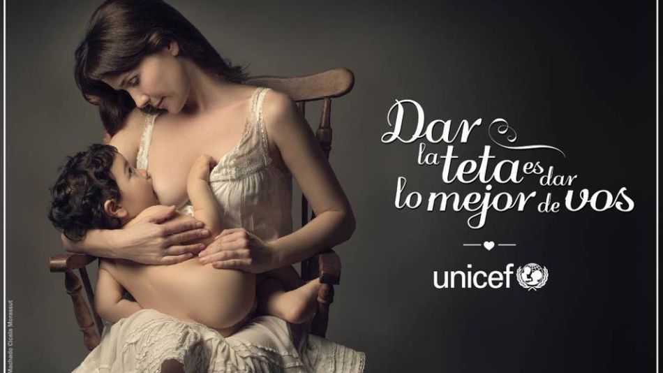 Natalia Oreiro con su hijo Merlín para Unicef