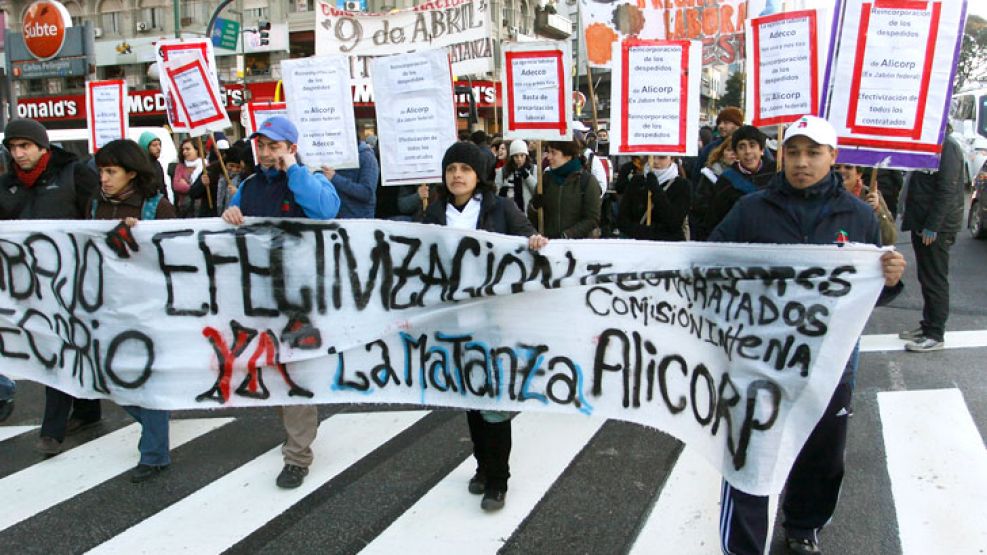 El primer corte en la 9 de Julio fue esta mañana y fue realizado por trabajadores de una fábrica de jabones.