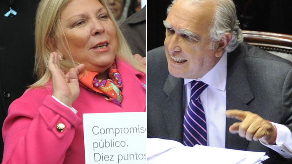 Los precandidatos de UNEN a diputados, Ricardo Gil Lavedra y Elisa Carrió.