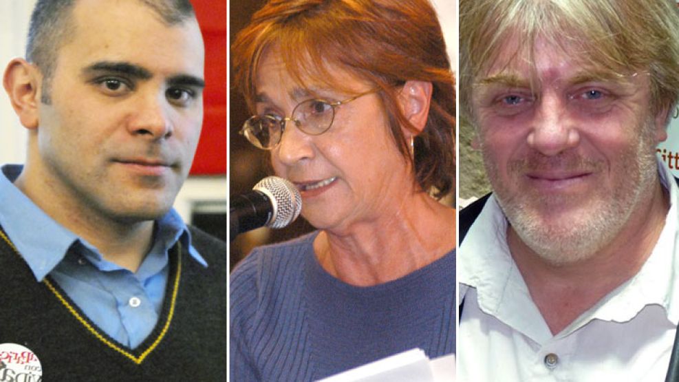 Activistas y precandidatos. Claudio Dellecarbonara, Alicia Oliveira y Gustavo Vera.