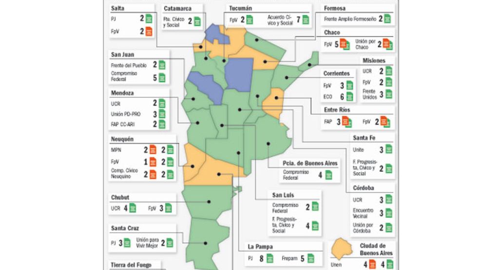 El panorama de las divisiones de fuerzas en todo el país. Hay 44 internas. 