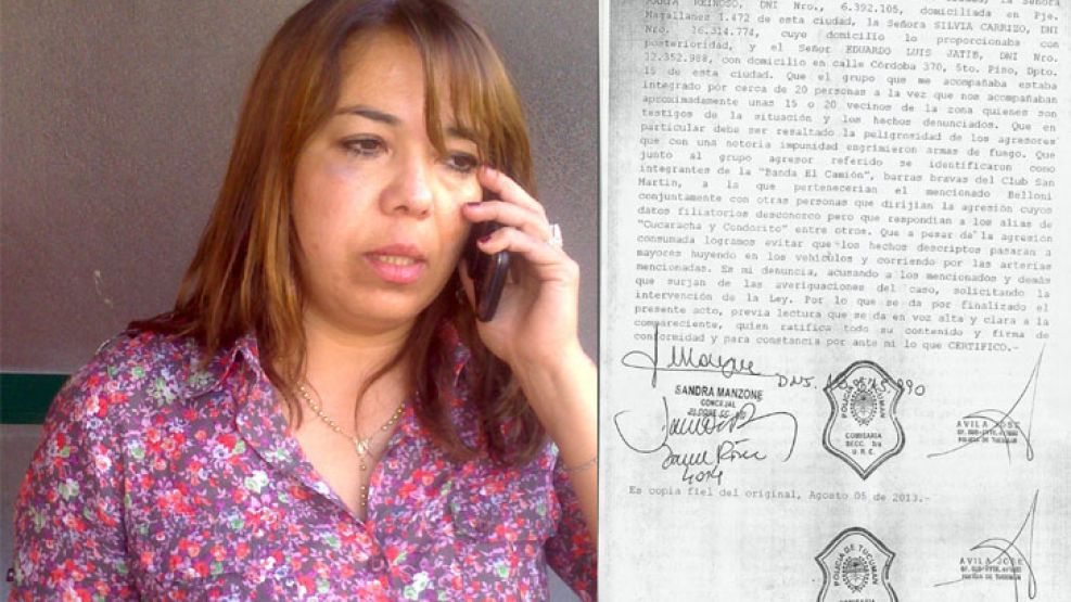 Sandra Manzone, una de las candidatas agredidas por un grupo de 30 personas en Tucumán.