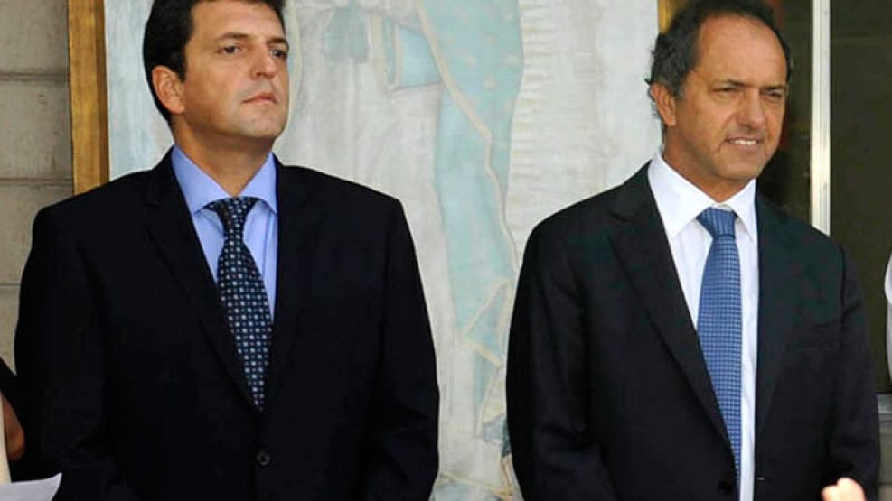 Sergio Massa y Daniel Scioli, en su última foto oficial juntos. Fue el el 7 de mayo de 2012 en Las Tunas, Tigre.