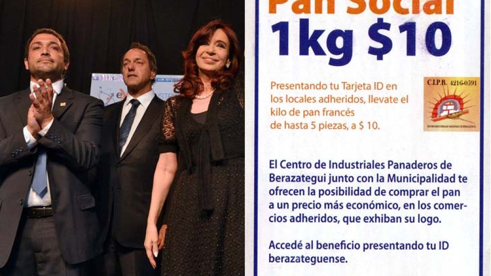 Cristina Kirchner ayer junto al intendente de Berazategui, Juan Patricio Mussi, hijo del exjefe comunal y secretario de Ambiente, Juan José Mussi.