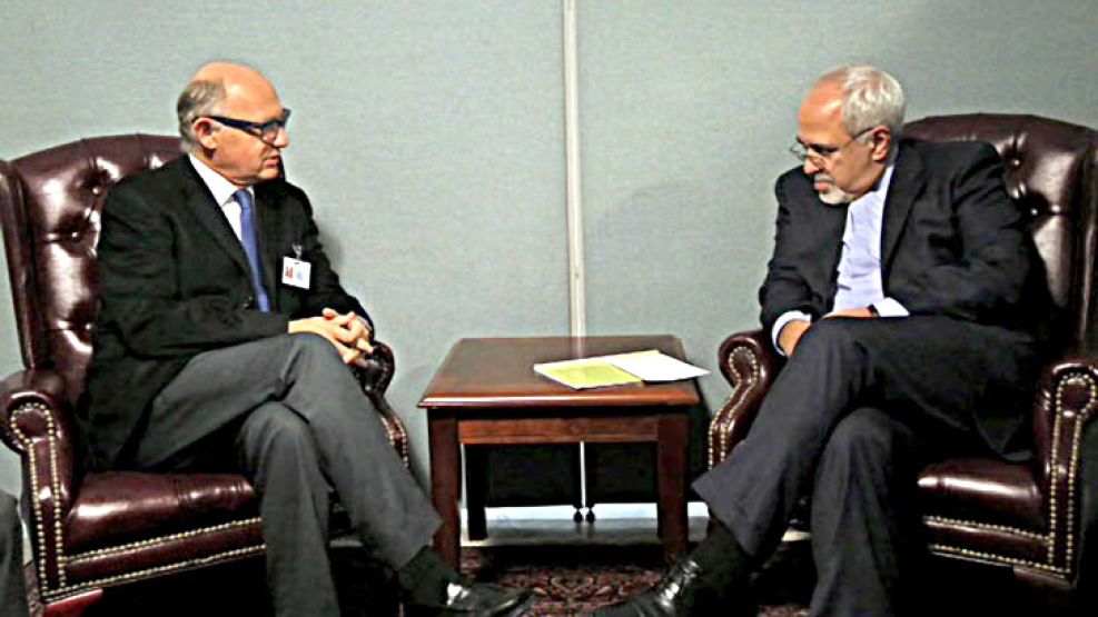 Héctor Timernman y Javad Zarif, reunidos este mediodía en la sede de la ONU.