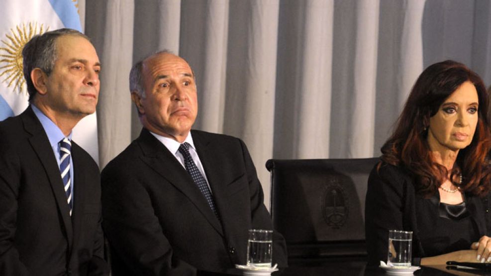 8 de abril, lanzamiento de la fallida reforma judicial. Fue la última foto oficial entre Julio Alak, Ricardo Lorenzetti y Cristina Fernández de Kirchner.