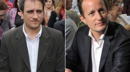 Juan Cabandié y Martín Insaurralde, en su momento más complicado de la campaña electoral.