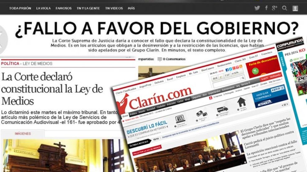 Los medios que más tardaron en reflejar la novedad fueron los del Grupo Clarín, el principal afectado por la sentencia.