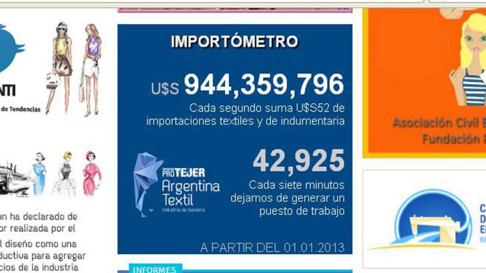 WEB. Textiles copiaron a Brasil un contador de puestos perdidos.