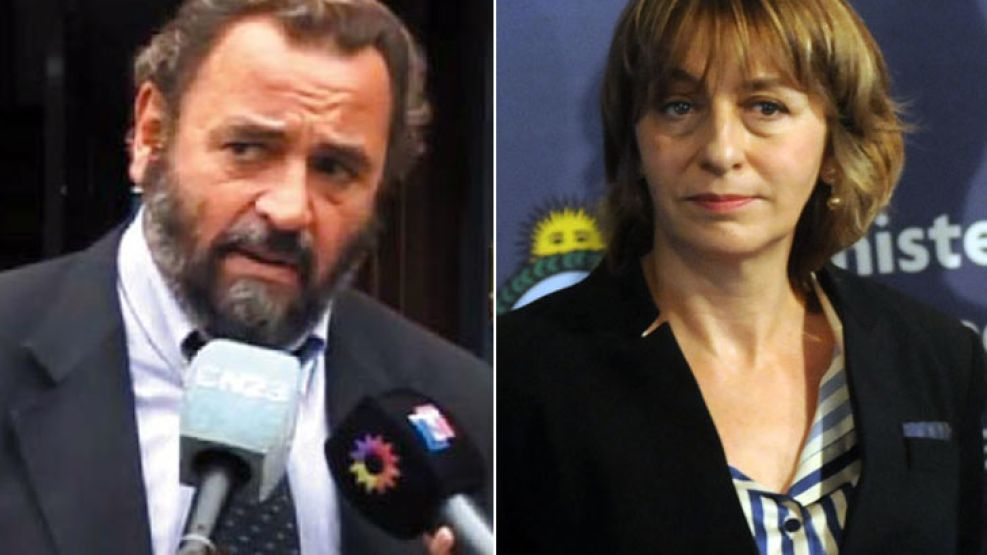 El suspendido fiscal José María Campagnoli y la Procuradora General de la Nación, Alejandra Gils Carbó.