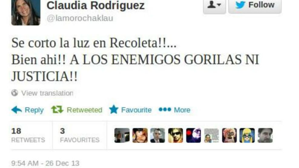 Claudia Rodríguez escribió este mensaje, después lo borró.
