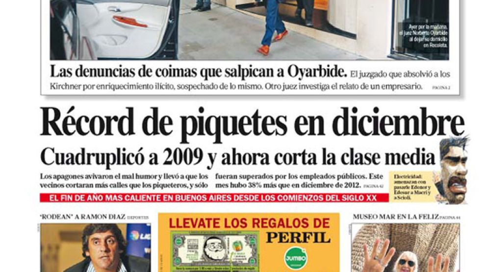 Tapa de Diario Perfil del 28 de diciembre de 2013