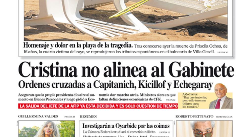 Tapa de Diario Perfil del 11 de enero de 2014
