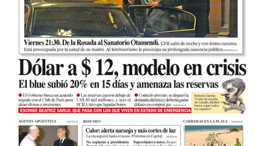 Tapa de Diario Perfil del 18 de enero de 2014