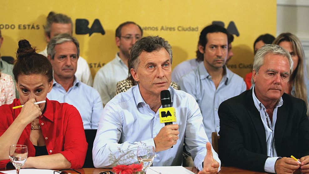 El jefe de gobierno porteño, Mauricio Macri, en la conferencia de prensa de esta tarde.