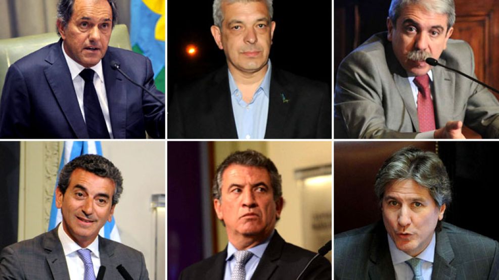 Daniel Scioli, Julián Domínguez, Aníbal Fernández, Florencio Randazzo, Sergio Urribarri, Amado Boudou, los principales nombres.