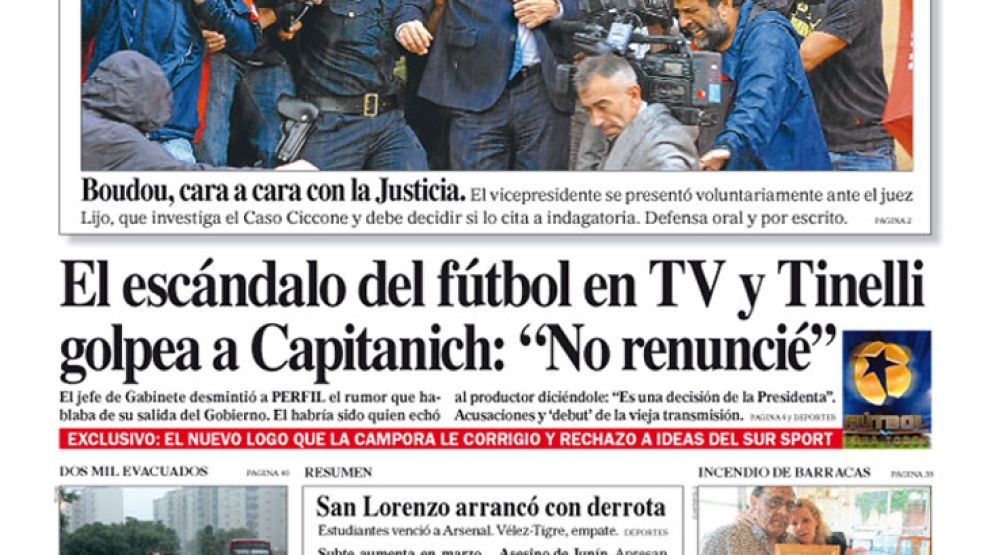 Tapa de Diario Perfil del 8 de febrero de 2014.