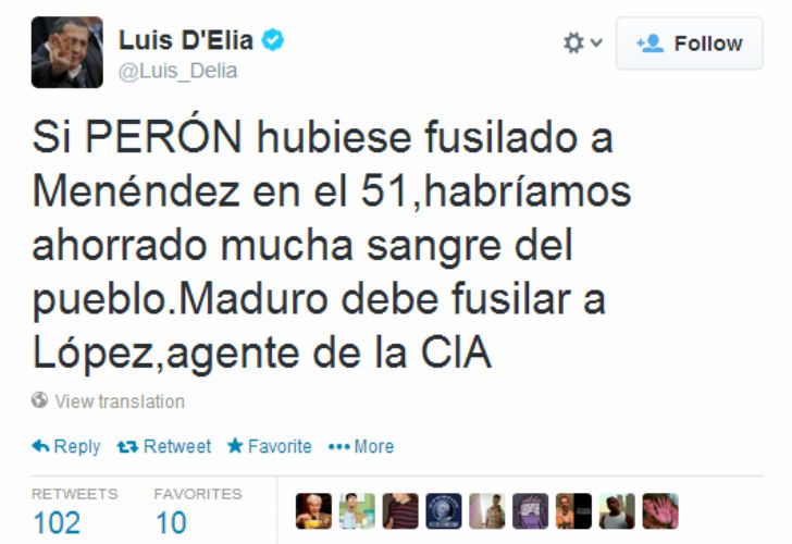 Luis D'Elía pidió la pena de muerte por causas políticas de Leopoldo López