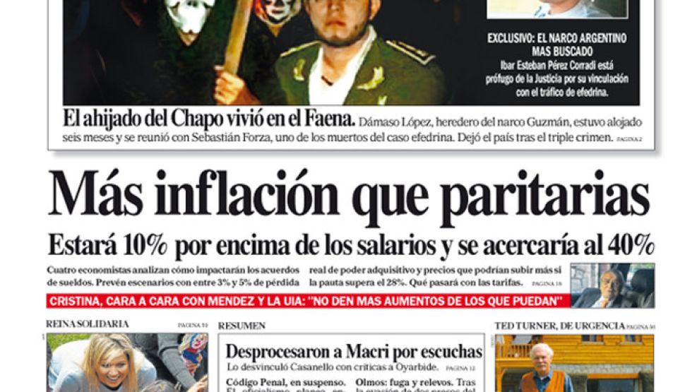Tapa de Diario Perfil del 8 de marzo de 2014