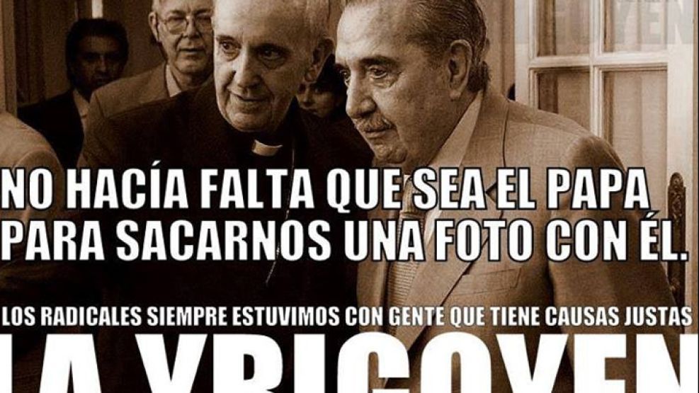 La agrupación La Yrigoyen publicó este duro afiche contra la nueva relación del kirchnerismo con Bergoglio