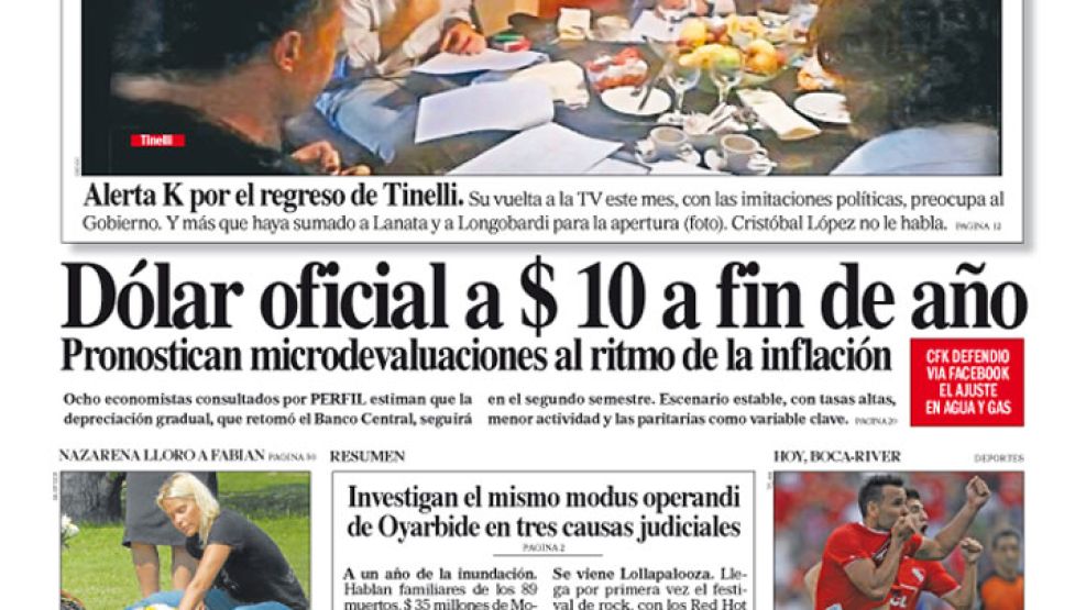 Tapa de Diario Perfil del 30 de marzo de 2014