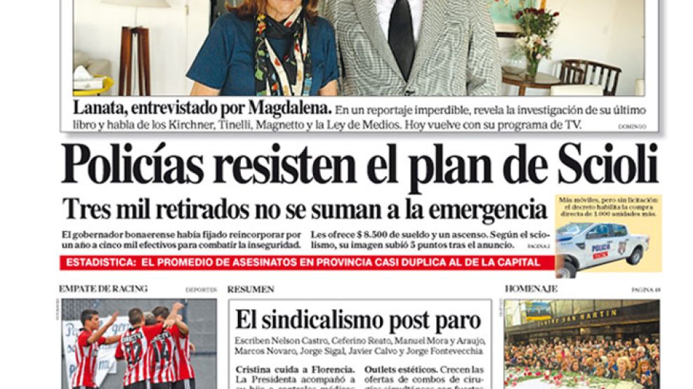 Tapa de Diario Perfil del 13 de abril de 2014