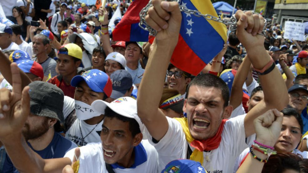 Opositores al chavismo, durante el Día del Trabajador