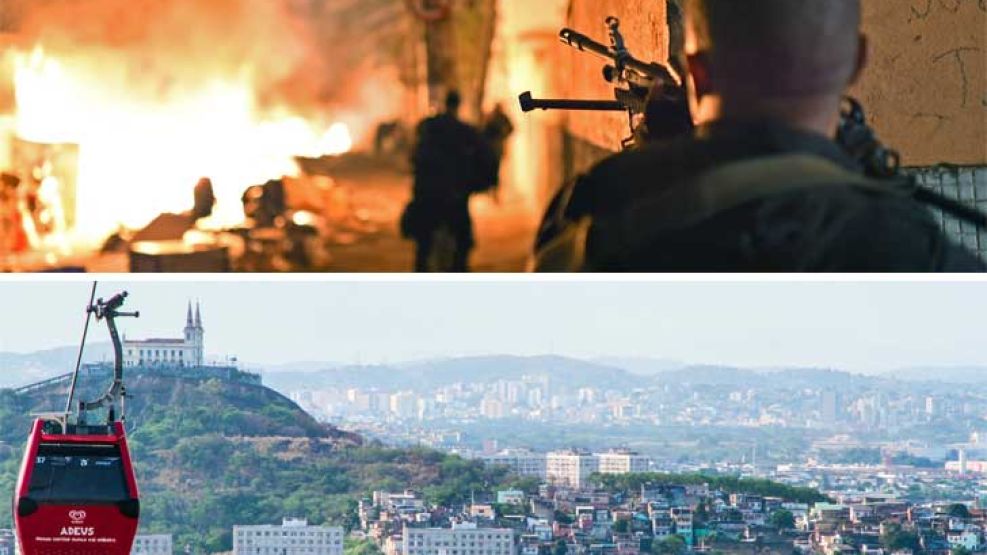 Contrastes. La violencia, presente en varias comunidades de Río que desde 2009 han sido “pacificadas” con el envío de fuerzas especiales a las favelas. El teleférico del Complexo del Alemán, que tiene