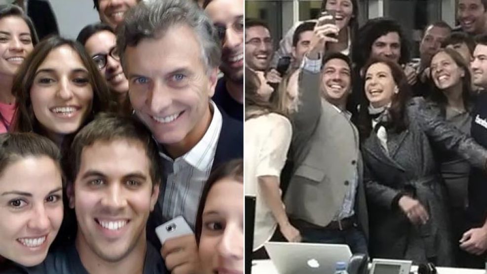 Tanto Macri como Cristina se sacaron "selfies" en Facebook.