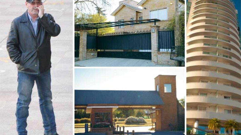 Propiedades cordobesas. La mansión en Villa Carlos Paz, la casa en el country Cuatro Hojas y el piso en la torre Miracielos.