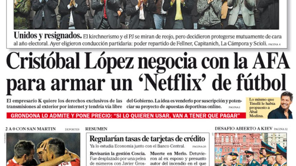 Tapa de la edición impresa de Perfil del 10 de Mayo del 2014