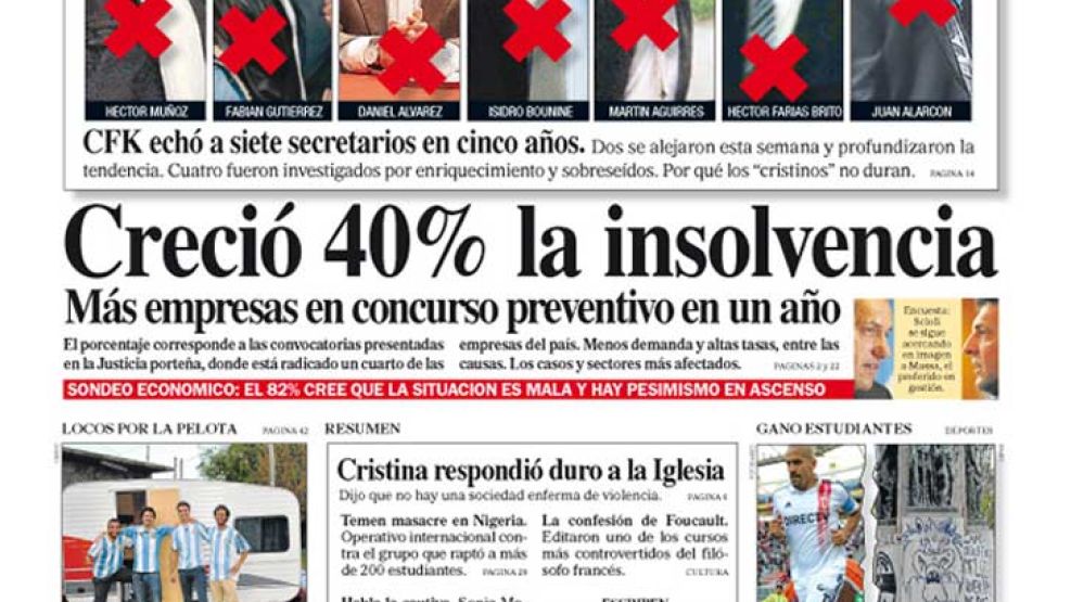 Tapa de Diario Perfil del 11 de mayo de 2014.