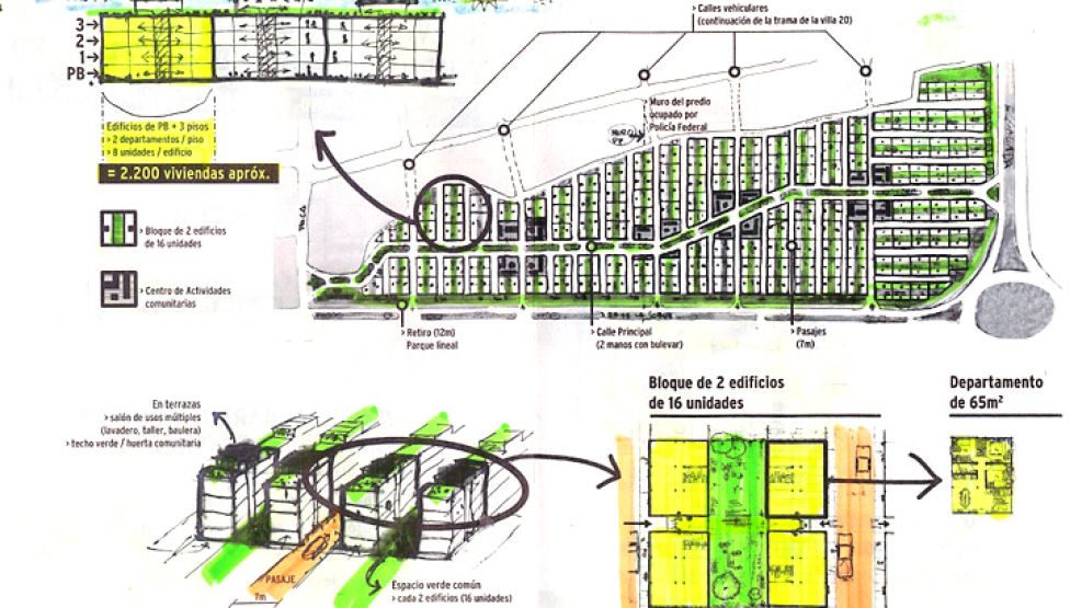 Proyecto. Elaborado por arquitectos de la UBA, contempla la construcción de unas 2.300 viviendas.