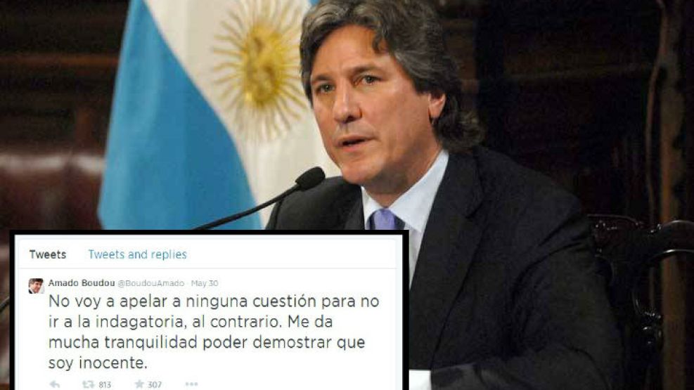 Amado Boudou decía en Twitter que no iba a apelar el llamado a indagatoria. Hoy lo apeló.