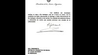 Cristina se disculpó con Dilma a través de una carta. 