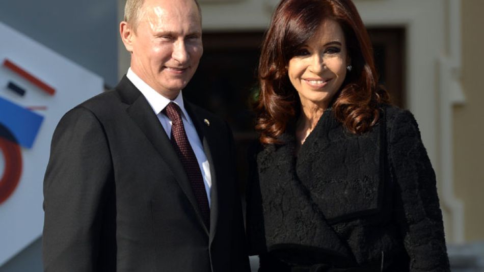 Archivo. Vladimir Putin y Cristina, durante la última cumbre del G20. Mañana volverán a verse las caras en la Casa Rosada.