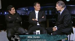 Maradona y Víctor Hugo junto a Rafael Correa.