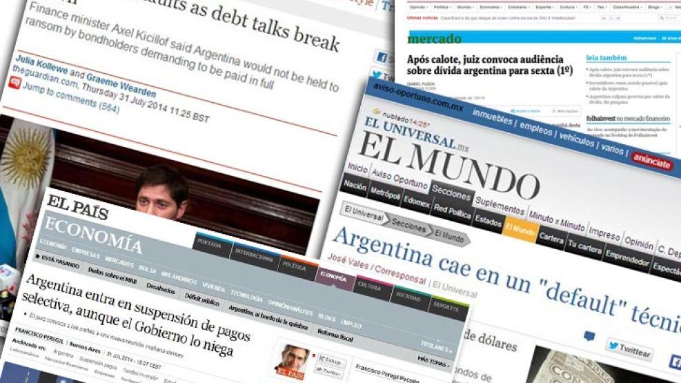 Los medios del mundo se refirieron al default.