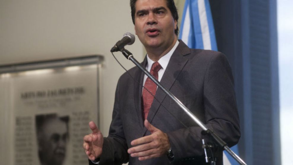 El Jefe de Gabinete de Ministros, Jorge Capitanich, en su habitual conferencia en la Casa Rosada.