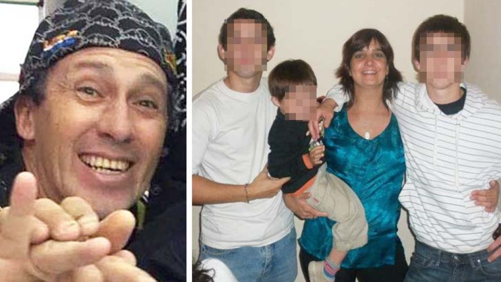 Buscado. El presunto homicida tiene antecedentes por amenaza. Carolina sonríe junto a sus tres hijos, entre ellos el chiquito que fue raptado por su padre.