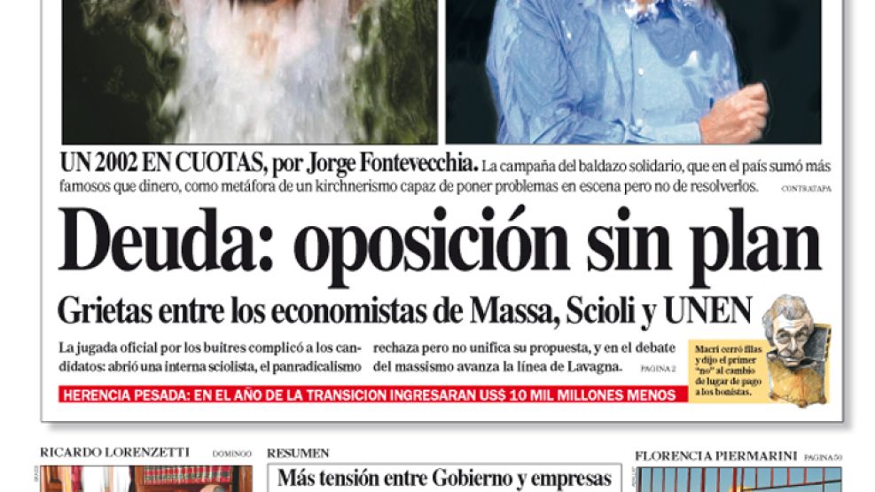 Tapa de la edición impresa de Perfil del 24 de Agosto del 2014