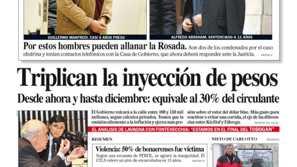 Tapa de Diario Perfil del 31 de agosto de 2014.