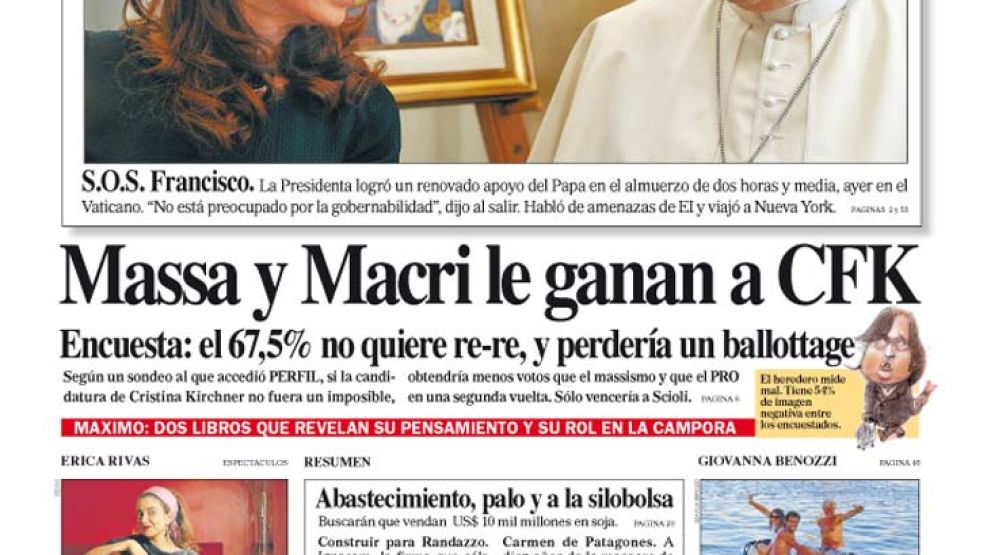 Tapa de Diario Perfil del 21 de septiembre de 2014.